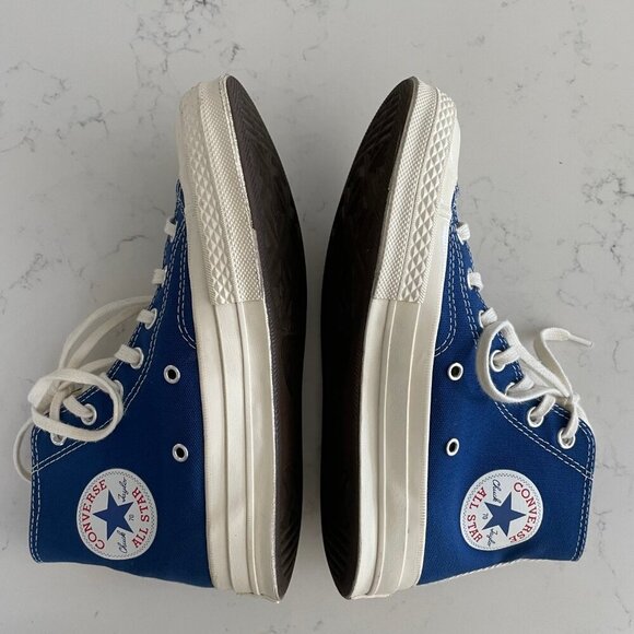 Converse All Star PLAY Comme des Garcons Hi Top Lace Up Sneakers Blue Sz 7W/5M - Picture 4 of 14